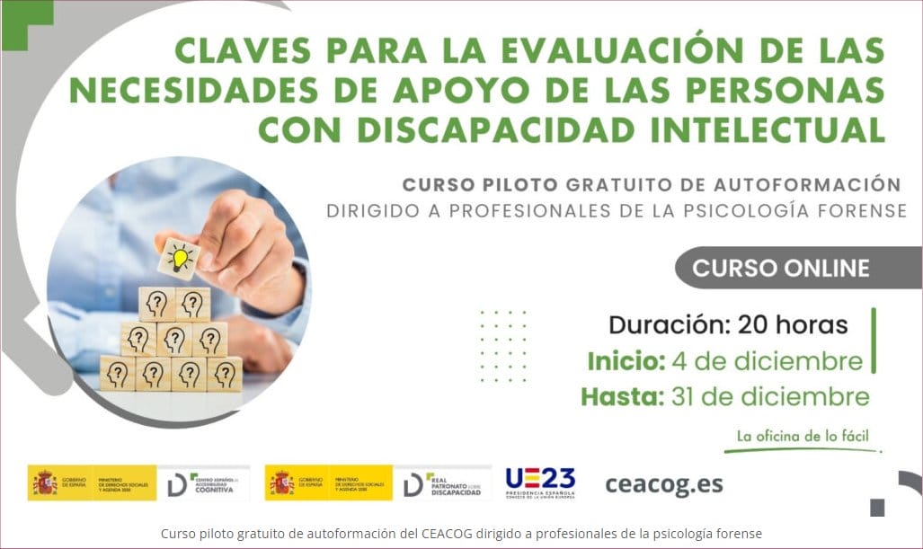 Curso piloto gratuito de autoformacin del CEACOG dirigido a profesionales de la psicologa forense